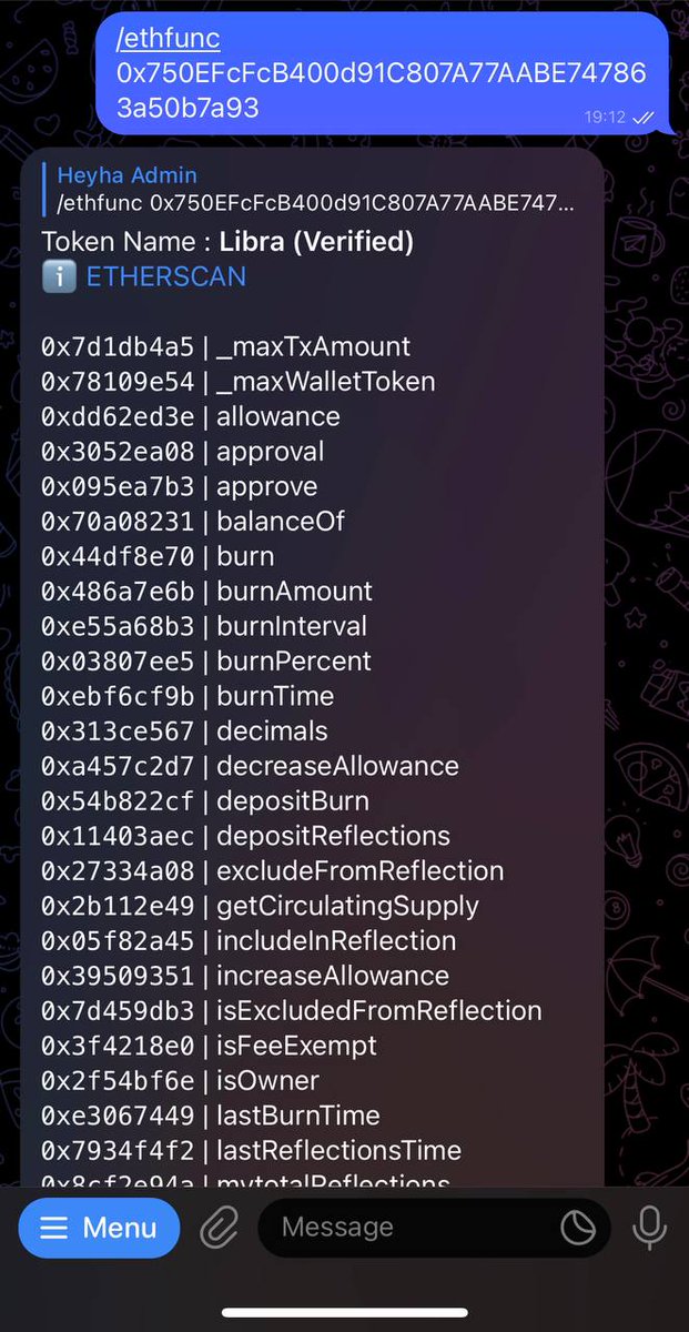 hayha_Erc20's tweet photo. Update $HAYHA  today we will release 2 new bot soon. 

First bot you can check tokenomics from contract 

second bot can detect unverif contract and also detect the function of the contract. 

#Hayha #HayhaSniperBot #HayhaErc20 https://t.co/iU5OvcRVXm