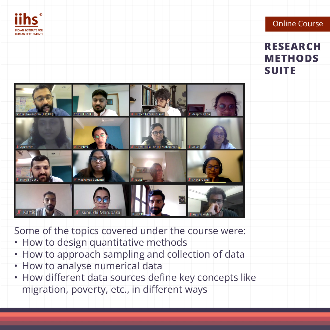 iihsin's tweet photo. The Quantitative Skills for Urban Research and Practice course from the IIHS Research Methods Suite, conducted over two consecutive weekends, helped understand how data interacts with concepts in the Urban.    

#researchmethods #IIHSResearch

@AnilKorkishala, @kiranayathan https://t.co/5YjuVwj6zl