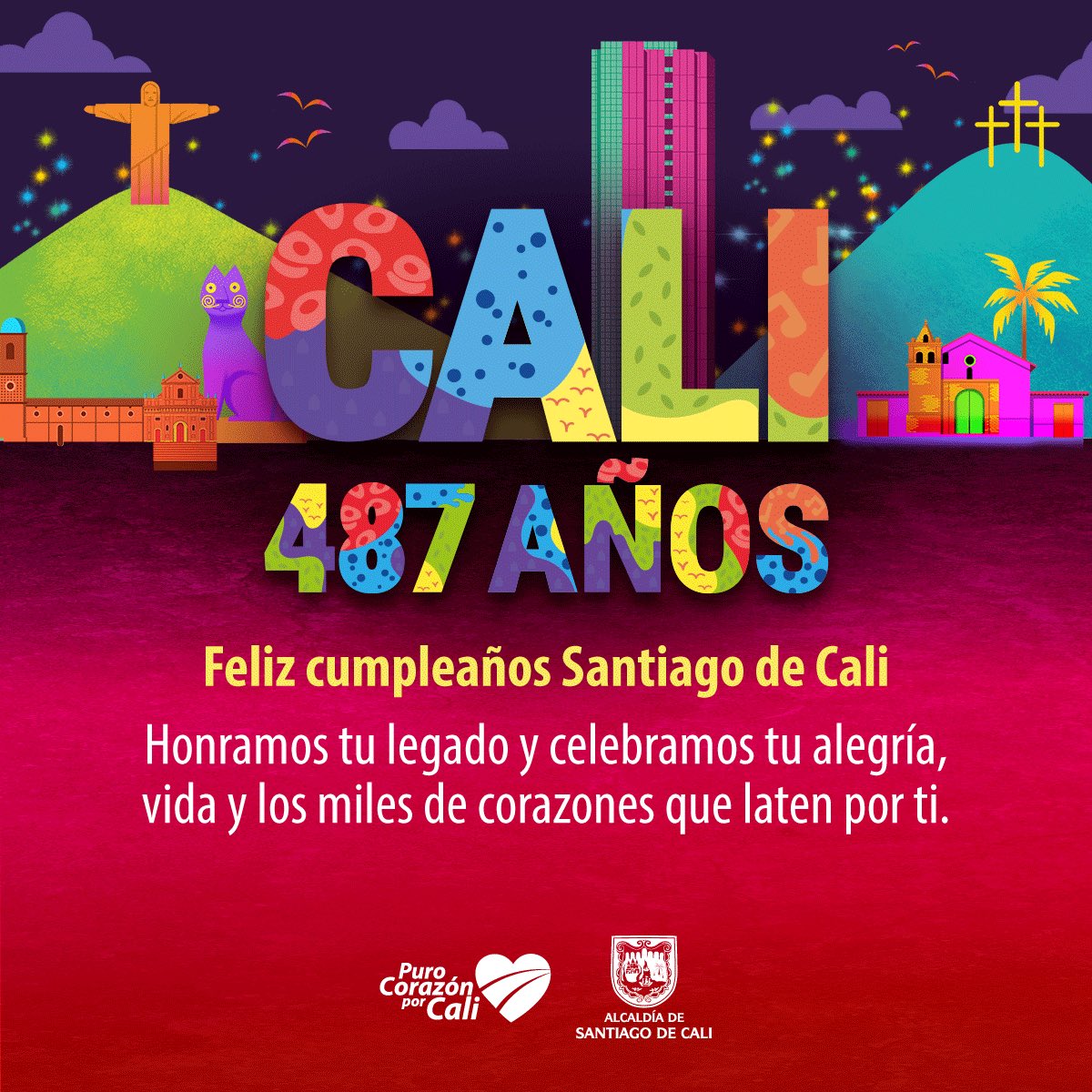 bienes_cali's tweet photo. ¡Felices 487 años Cali 🎉🎂!

Ciudad llena de encanto, cultura y alegría. Sigamos construyendo juntos un futuro próspero, lleno de sueños cumplidos. ¡Viva Cali, la Sucursal del Cielo! 🏙️🌟 

#Cali487Años 💙❤️💚 https://t.co/UXOV8mTAib