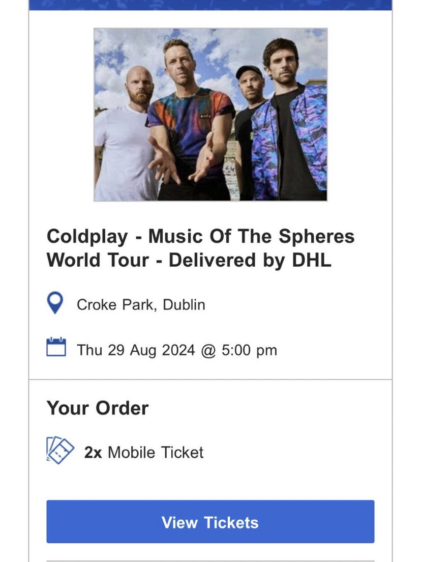darraghoshea18's tweet photo. @KayleiggghhWhe one of the lucky ones 😅 Tickets secured eventually #coldplaydublin https://t.co/TitDXZrgia