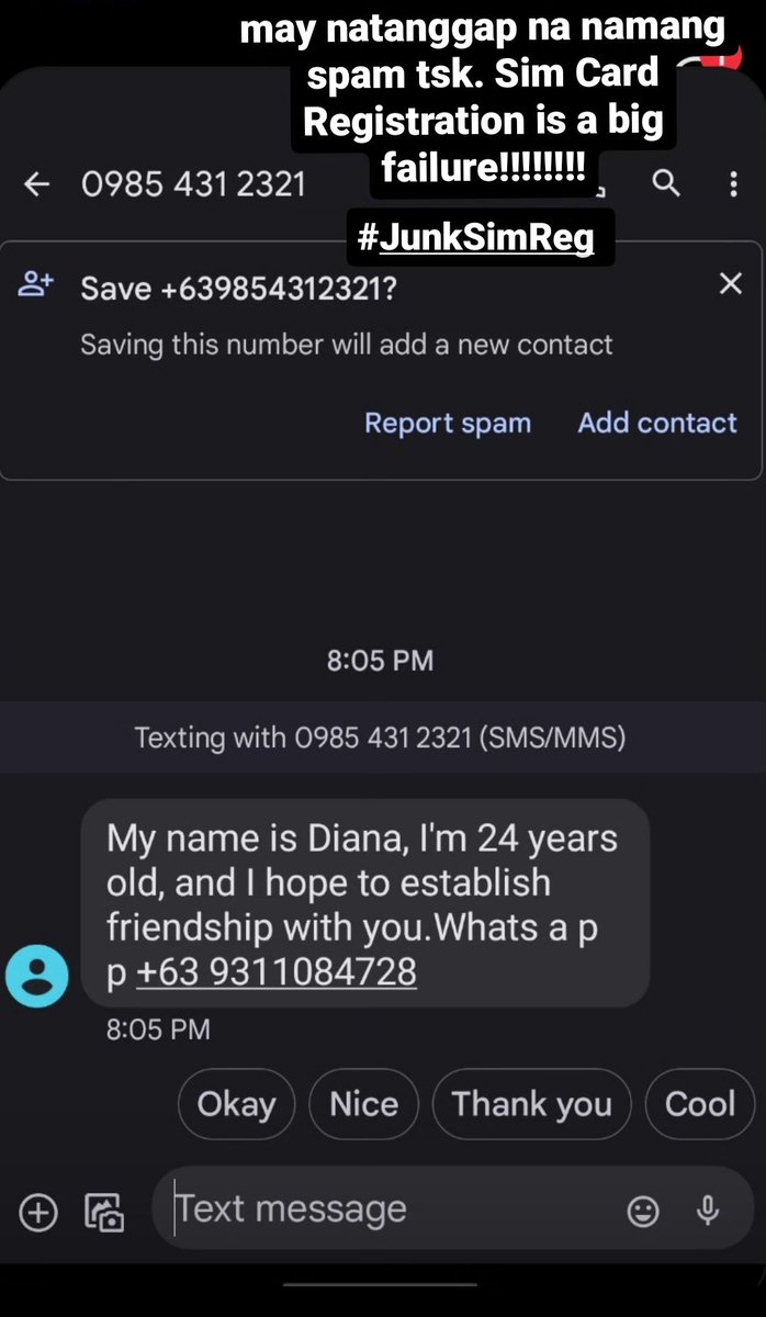 JunkSIMregNOW's tweet photo. Report galing sa IG. Grabe naman yung message?? #NoToSIMDeactivation
#JunkSIMReg
#SIMRegistrationBasura
#ScamAlertPH https://t.co/hujcmPlNps