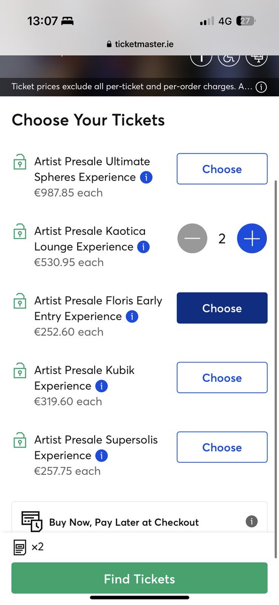 nadielarkin's tweet photo. Farcical … happened over and over and still no tickets @TicketmasterIre are they sold out or what? Update please and save more hours of this madness https://t.co/0rsq2EbgWI
