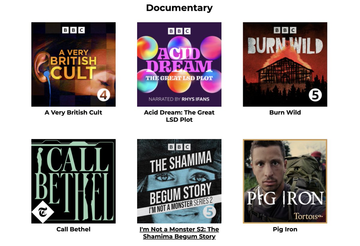 So proud of the <a href="/Telegraph/">The Telegraph</a> Call Bethel podcast team for being nominated in the <a href="/britpodawards/">British Podcast Awards</a> Documentary category, among some very good company!

For every nomination, we hope more people listen, and our contributors feel they were right to trust us to tell their stories 🎧