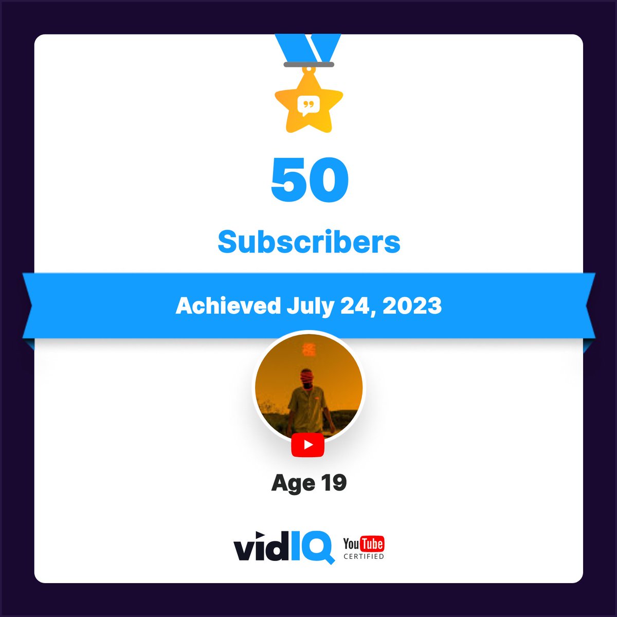 Age19official's tweet photo. 🏆 My YouTube channel achieved 50 subscribers on 24th July 2023! Track and celebrate your own success today 
https://t.co/gWOUQag8vr https://t.co/d1oUxfUWNo