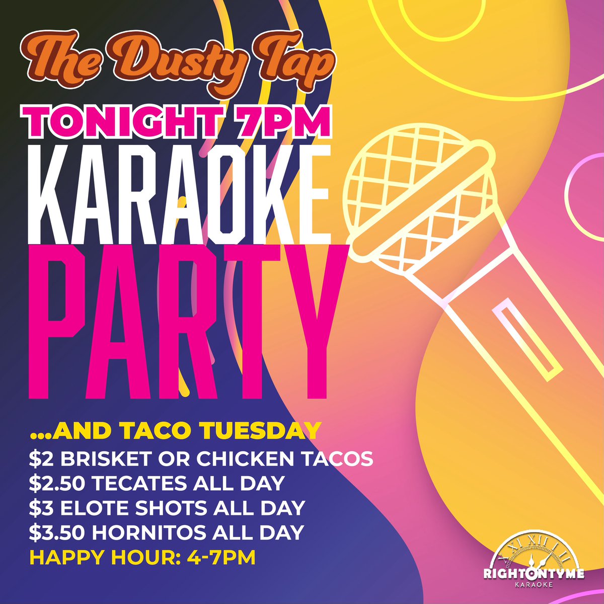 thedustytap's tweet photo. Come eat, sip and sing! Everyone’s favorite KJ Ms.Fee will be hosting karaoke starting at 7P🎤 https://t.co/YCo8DB2rQX