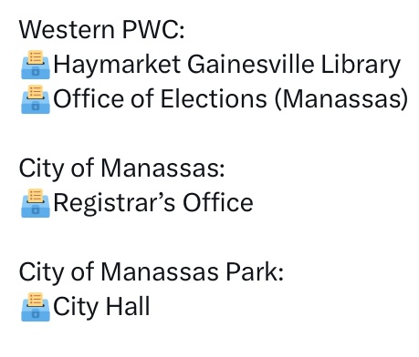 pwcdanica's tweet photo. 🗓️Election Day in #Virginia is 15 weeks from today: Tuesday, Nov. 7.

🗳️Early voting begins in 8.5 weeks: Friday, Sept. 22.

✉️You can apply for an absentee ballot at https://t.co/gHFdXEkD4d

Local crew:
🗳️You can vote early at the locations below. https://t.co/NkEpeaCKwS