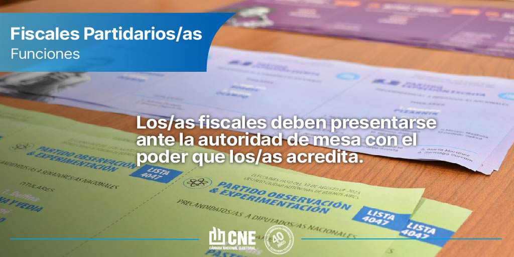 CamaraElectoral's tweet photo. #Elecciones2023

Los/as fiscales representan en la mesa de votación a las agrupaciones políticas que compiten en la elección y velan por el interés particular de la agrupación (o lista) dentro de los límites que les otorga el Código Electoral Nacional. https://t.co/cyqpquzJ7P