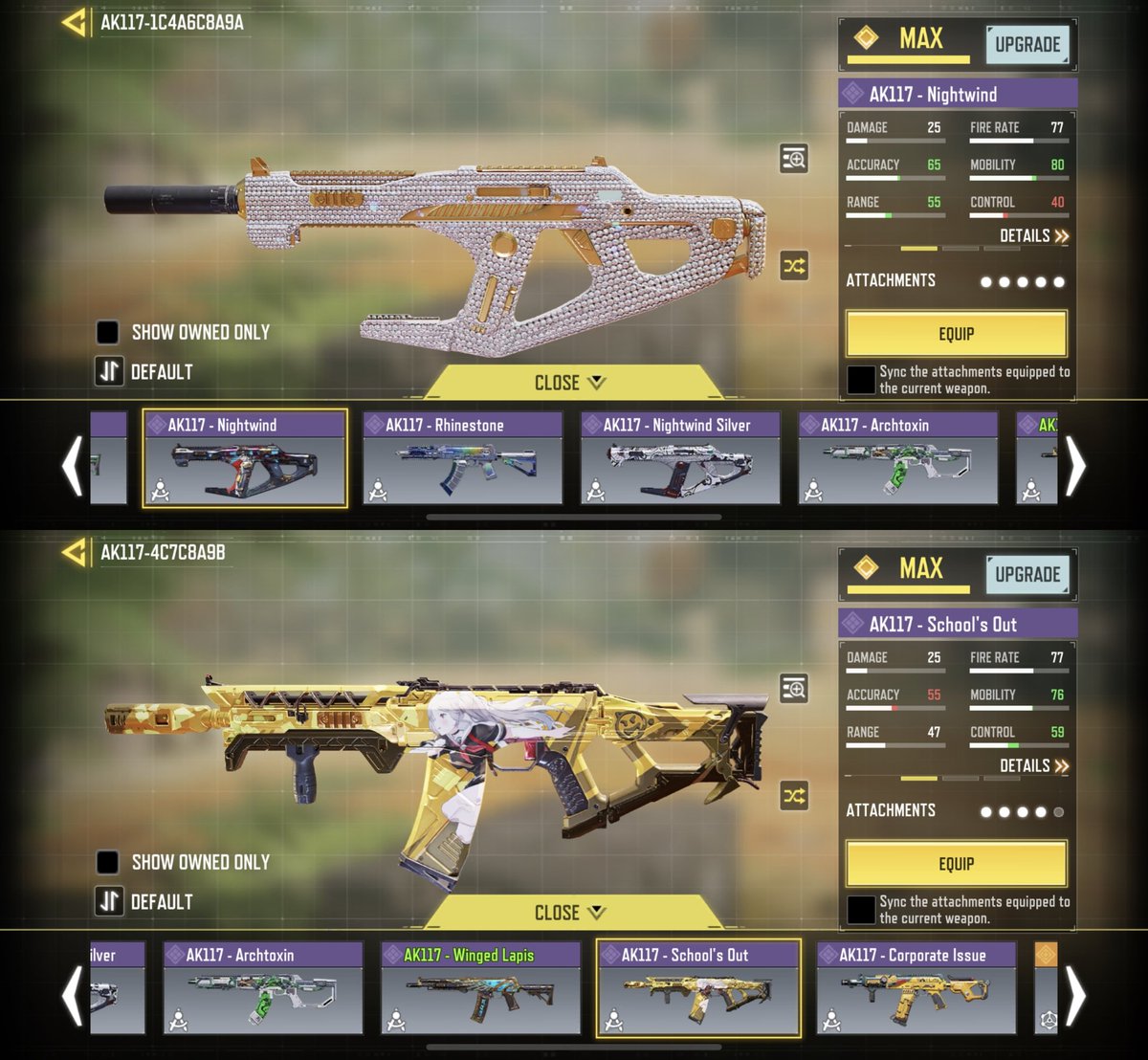 Hear me out, I'm not complaining but they've milked the AK117 enough. Please leave the AK47 and AK117 alone It already has: - 5 Legendaries, thanks to @CAPOYTGaming. - The Crate Series - Nightwind - Anime Skins - TONS of good blueprints. Full List: zilliongamer.com/call-of-duty-m…