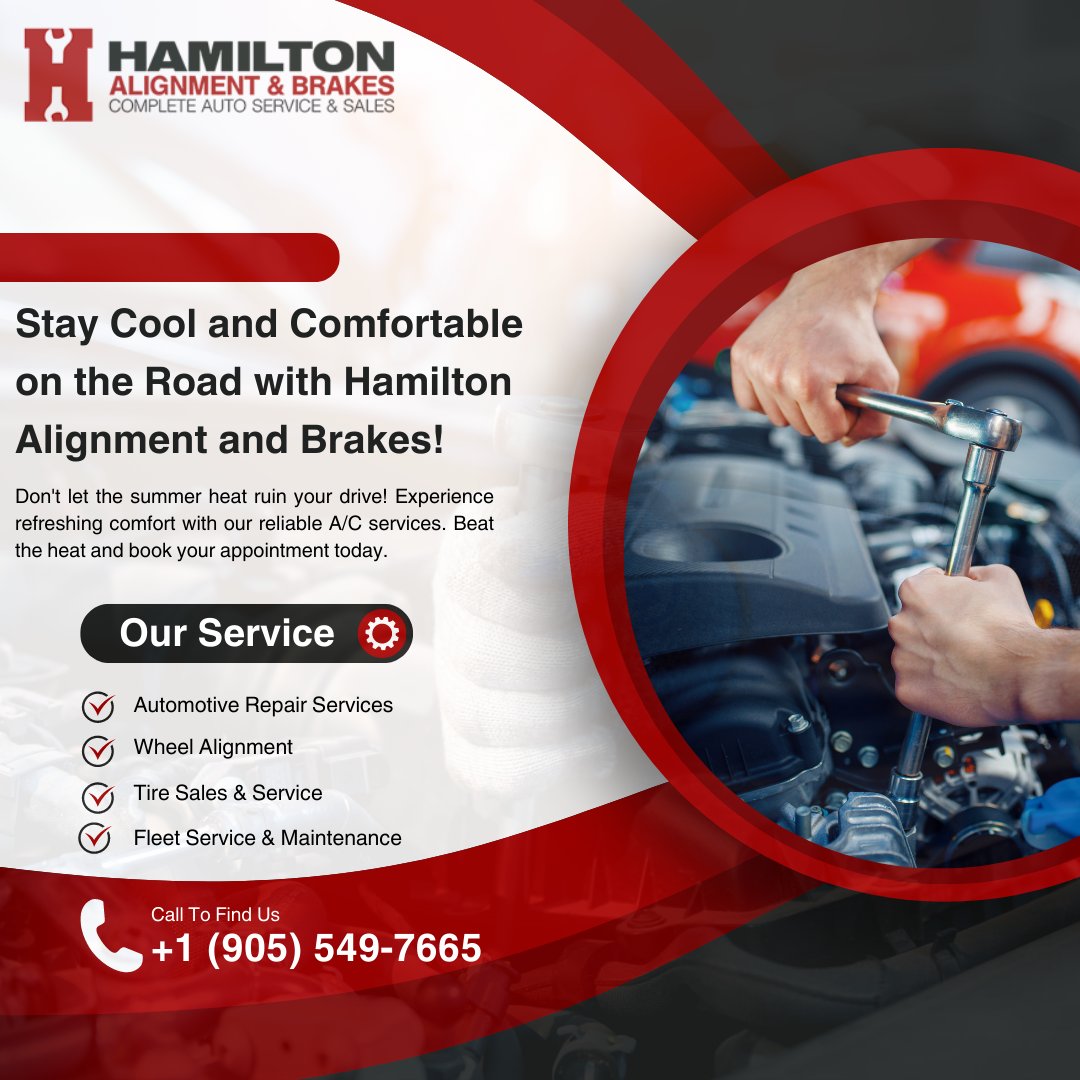 habauto's tweet image. Stay Cool and Comfortable on the Road with Hamilton Alignment and Brakes! Our certified technicians are experts in automotive air conditioning systems. Whether it&apos;s a simple recharge, or repairs, we&apos;ve got you covered. 

#HamiltonAlignmentandBrakes #HABAUTO #HamiltonAlignment