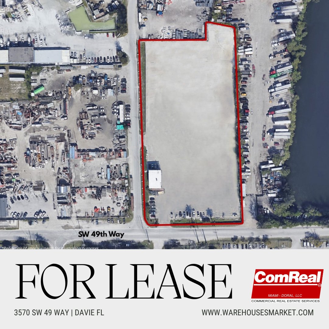 • 𝗣𝗿𝗶𝗺𝗲 𝗟𝗼𝗰𝗮𝘁𝗶𝗼𝗻 •
Great access to both #MiamiDade & #Broward Counties with 2 points of gated ingress/egress. This site is currently for lease.

For more info and brochure please visit 👇
bit.ly/3570SW49Davie

#industrialrealestate #industrialbroker