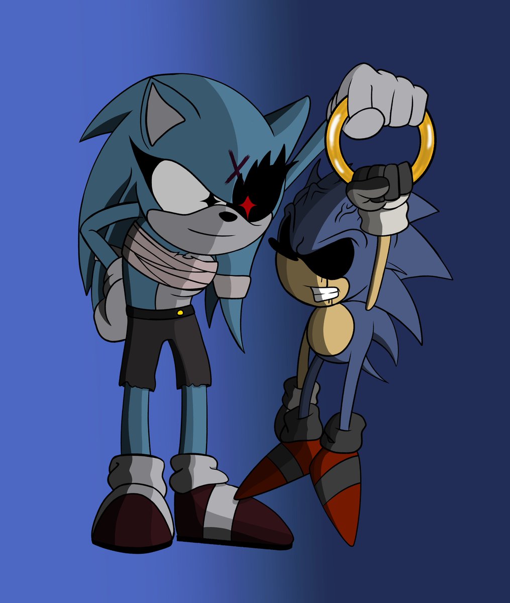 finally got around to drawing a friend's exe, this is my good friend's (@Project_Suki ) exe, PAINexe and, of course, Cindered Sonic. I thought this pose was funny and really how small Cinder is, well, until his mutated form... #exeoc #CinderedSonic #PAINexe