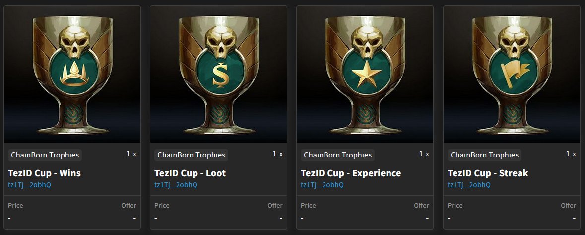chainborngame's tweet photo. Good time of day Heroes!⚔️

We just distributed the trophies to the winners of our last ChainBorn Cup.🏆
Congrats again @Snotface19 and @Marpal88🎉

You want to win such neat trophies as well (next to some #tezos)?
Perfect - go for it: https://t.co/JmPwNYpfUj

#Web3Gaming #TCG https://t.co/SbovsEpkNS