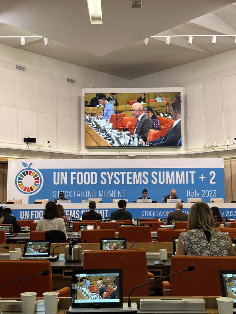 IDLO's tweet photo. Today at #UNFSS2023’s Special Event on Governance for Food Systems Transformation, we emphasized the crucial role of #RuleOfLaw in addressing governance issues &amp; developing effective national food system pathways to foster sustainable, resilient &amp; just #foodsystems for all. https://t.co/1UGGlbEZgP
