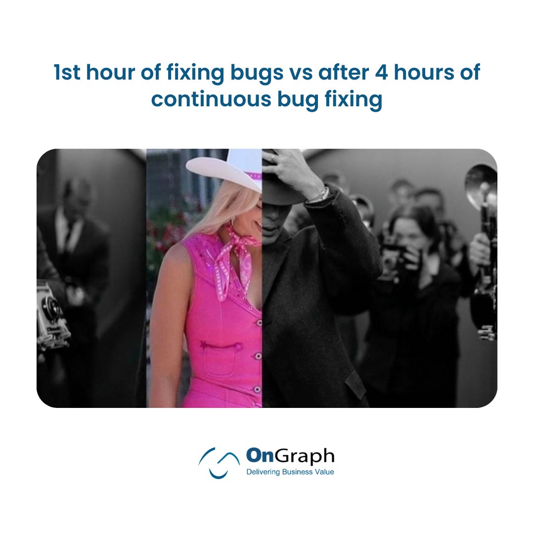 OnGraph's tweet image. When coding meets bug-fixing: A tale of two emotions! 
Barbie&apos;s initial excitement vs. Oppenheimer&apos;s battle-hardened determination.😂Which stage are you in right now?🤔 

#Memes #CoderMemes #CoderStruggles #CodersLife #BugsFix #Barbie #Oppenheimer #BarbieVsOppenheimer #OnGraph