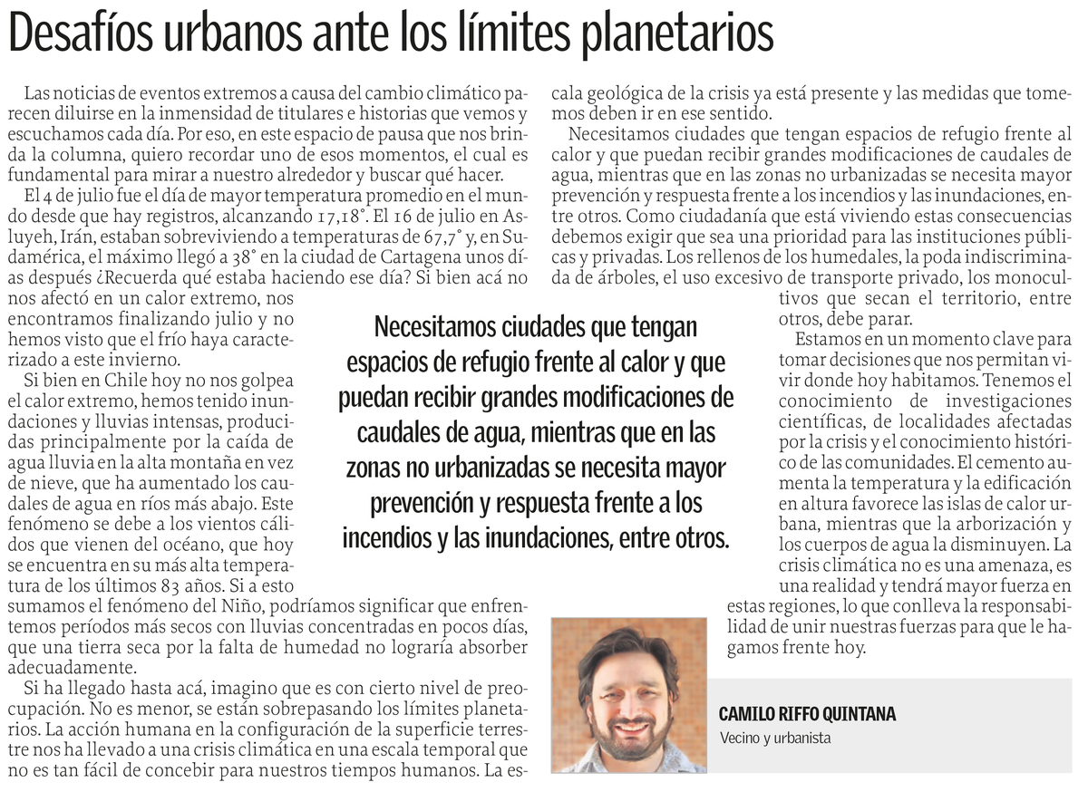 Desafíos urbanos 🌿 ante los límites planetarios 🛑

Hoy en <a href="/elsurcl/">Diario El Sur</a>