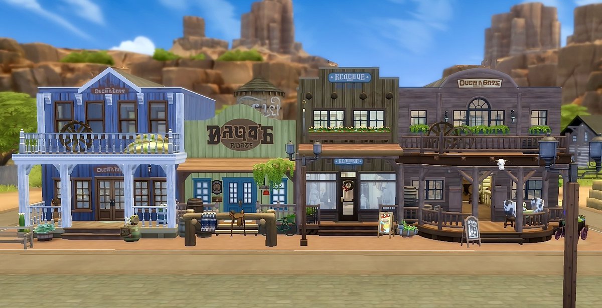 JabeSims's tweet photo. I'm not a great builder, but I like to build some locations to contextualize my game play. So I made these stores in Chestnut and I'm in love!!

#ShowUsYourBuilds #TheSims #Thesims4 #HorseRanch #TheSims4HorseRanch https://t.co/4UjxEoD1Cr