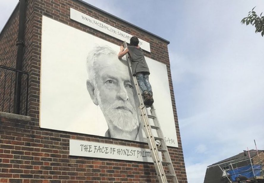 Mural, painted by Sam Collins in Islington. Jeremy Corbyn, the face of honest politics.

Islington is Corbyn Country &amp; Jeremy will be the MP for Islington North for many years to come. Long after Starmer is gone.