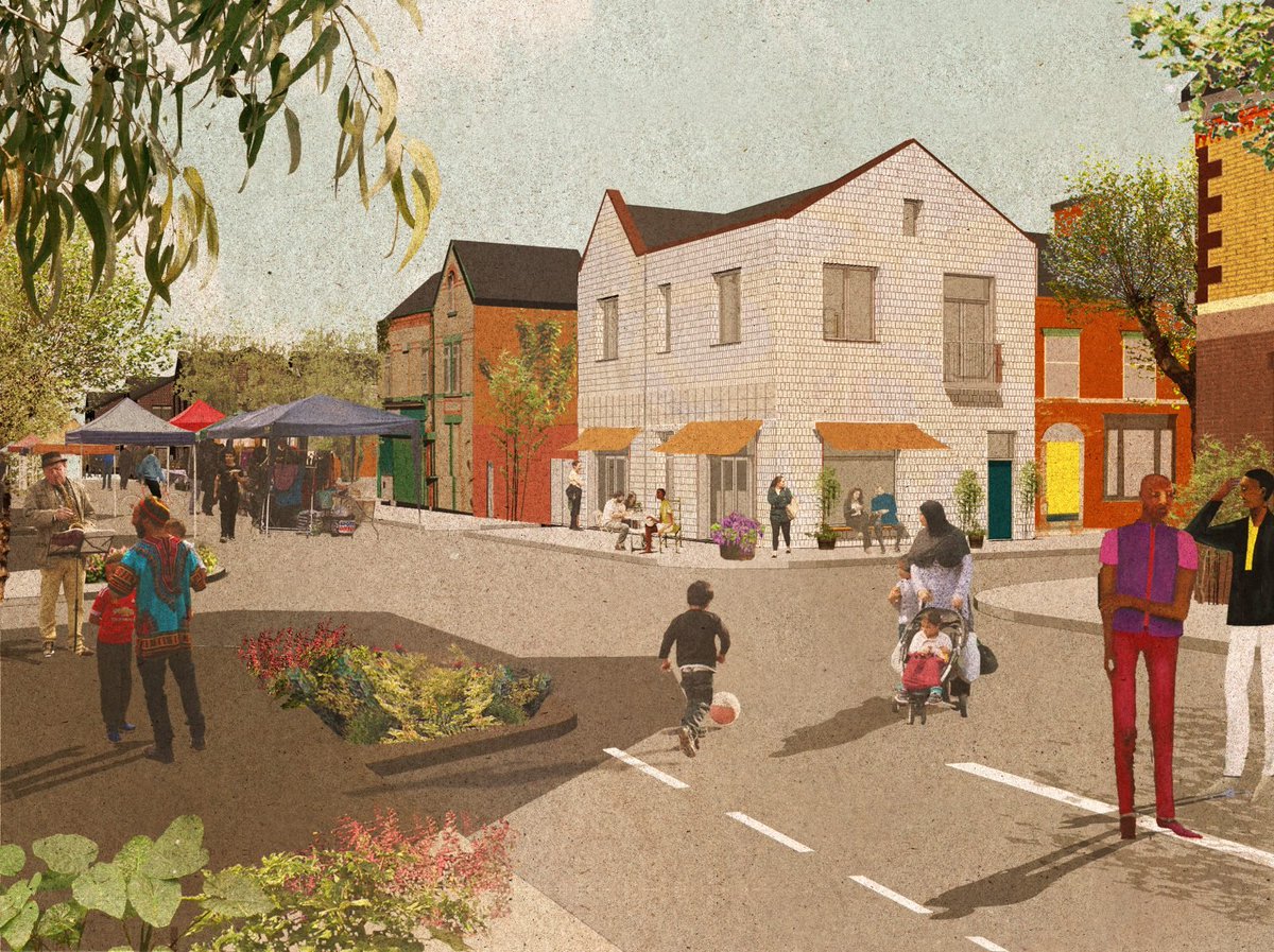 VitruviusGrind's tweet photo. Thinking this morning about the visualization work put together by ASSEMBLE for some of their projects with the Granby Four Streets CLT. https://t.co/3oVFsIds9T