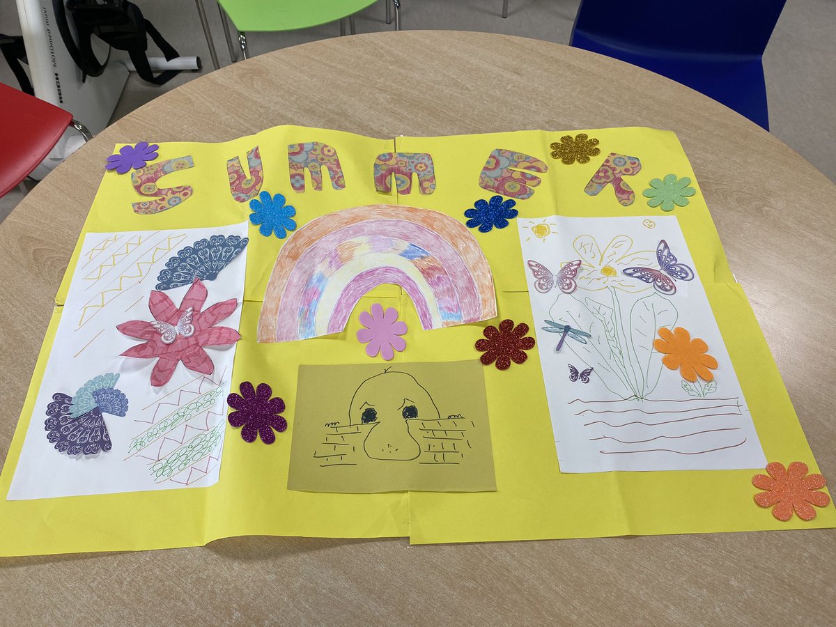 Donnadidit75's tweet photo. Arts session on C2 today.  Patients  have been making a summer themed picture to brighten up the day room. @neurorehabsrft1 @MCCN_UK @SalfordCO_NHS @NCAlliance_NHS @ExpTeamNCA https://t.co/cN0TqX1pRG