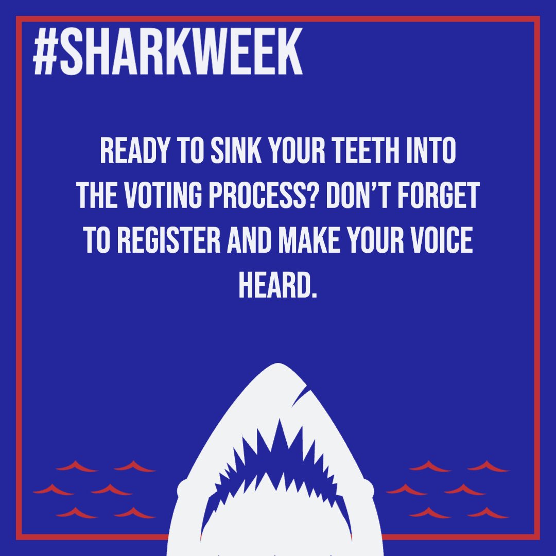 illinoissbe's tweet photo. The 2024 Primary is lurking just around the corner 👀🦈. Make sure you’re registered to vote and that your registration information is up to date here: https://t.co/uNsfhixivy #SharkWeek #SharkWeek2023 #voterregistration https://t.co/GVB38axhIt
