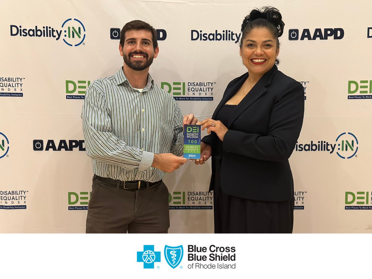 We have earned a score of 100 on the 2023 Disability Equality Index®! 🎉 This score, designated by the 
<a href="/AAPD/">AAPD</a> and @DisabilityIN®, marks #BCBSRI as a Best Place to Work for Disability Inclusion. Learn more: ow.ly/7B6550PjRt1