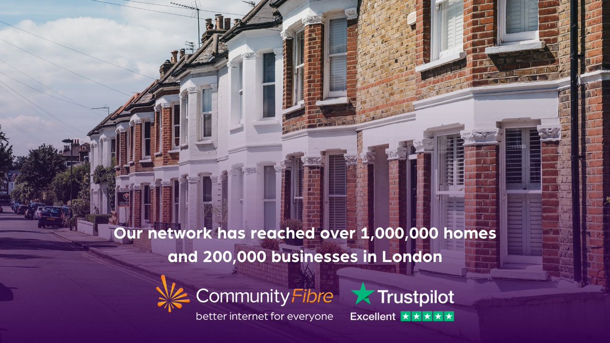 CommunityFibre's tweet photo. Today's the day! 🎉Our broadband network has passed 1 million homes and 200k businesses across the capital! 🎊
Read more about this achievement at https://t.co/736SOdqvO7
#Broadband #Internet #WiFi #Network #AltNet #ISP #CommunityFibre #FibreBroadband #FullFibre #FTTP #FTTH https://t.co/fgZko3NsHI