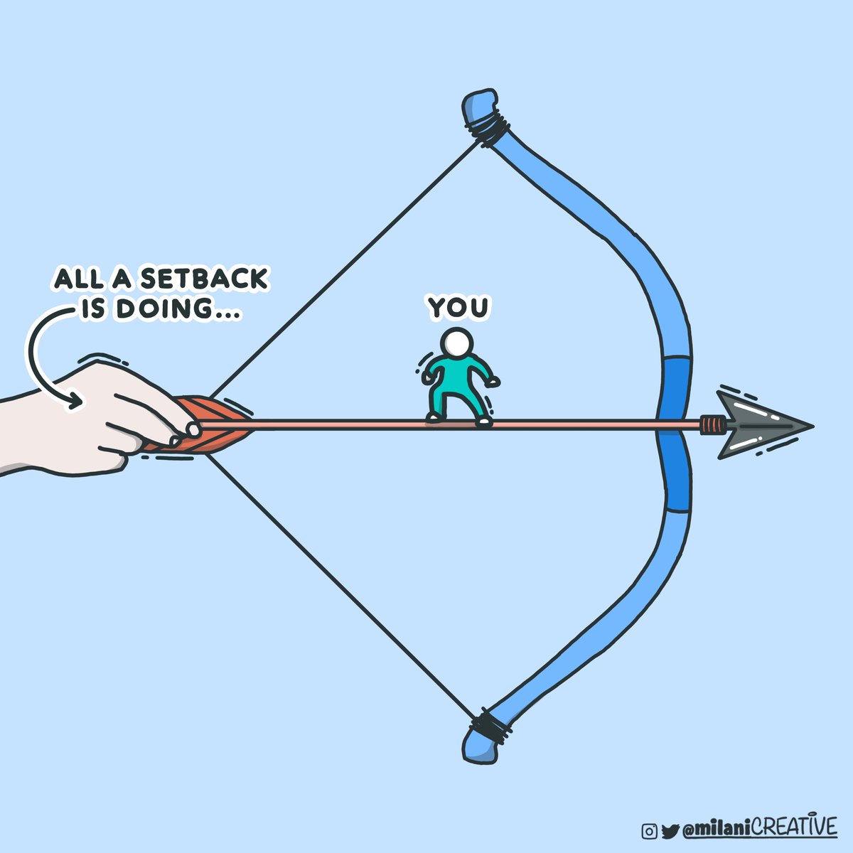 milanicreative's tweet photo. "An arrow can only be shot by pulling it backward.

So when life is dragging you back with difficulties, it means that it's just going to launch you into something great.

So just focus, and keep aiming."

-Stephanie Simpson https://t.co/CiOWCZizUb