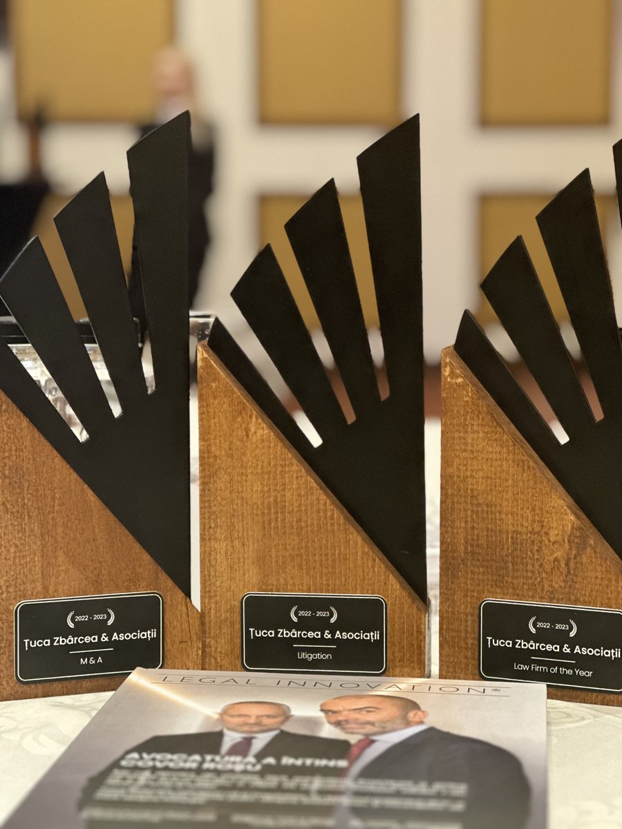 TucaZbarcea's tweet photo. Tuca Zbarcea &amp; Asociatii wins three awards 🏆 at this year’s 𝗥𝗼𝗺𝗮𝗻𝗶𝗮𝗻 𝗟𝗲𝗴𝗮𝗹 𝗔𝘄𝗮𝗿𝗱𝘀 - the Law Firm of the Year Award, the M&amp;A Law Award and the Litigation Award.
Many congrats to our entire team! #tucazbarcea #teamwork #awards #legal #law #Romania https://t.co/aY1XemcKGo