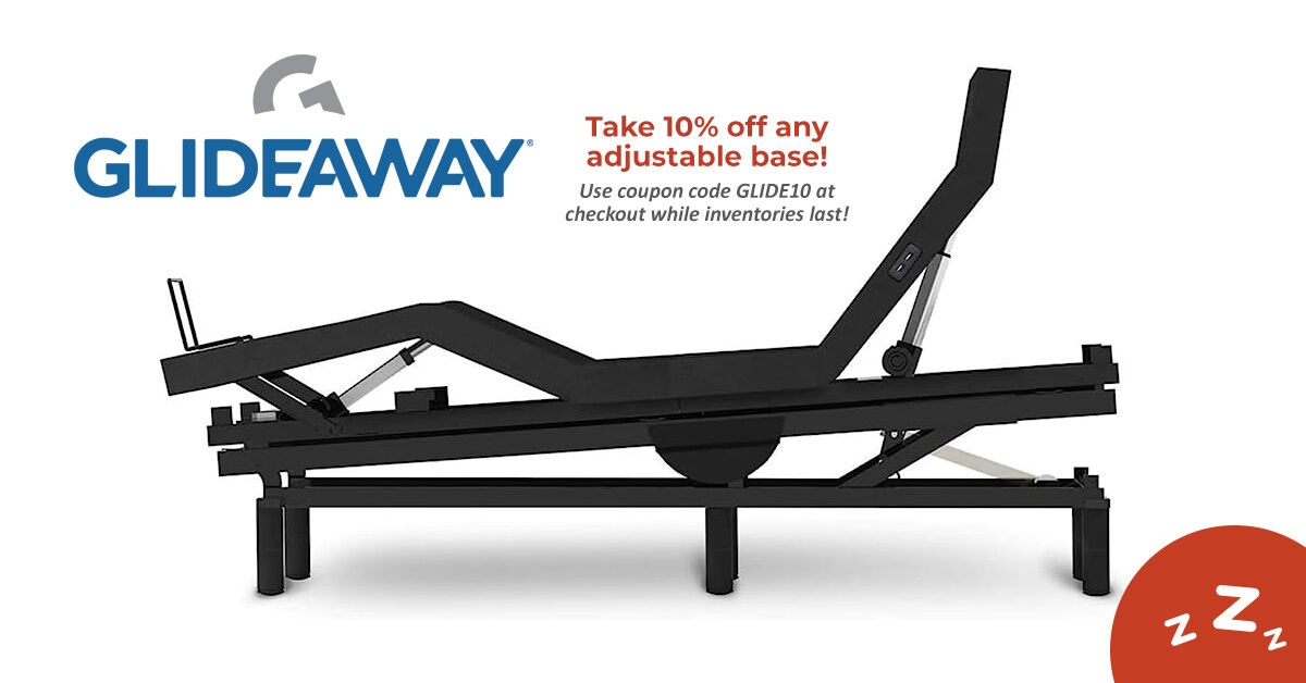 BeloitMattress's tweet image. Have you been considering an adjustable base?  

We&apos;re offering 10% off any model of our Glideaway Adjustable Bases! Just use the coupon code GLIDE10 at checkout. Hurry, this offer is valid only while stocks last!

Shop now:  

#Glideaway 
#AdjustableBase