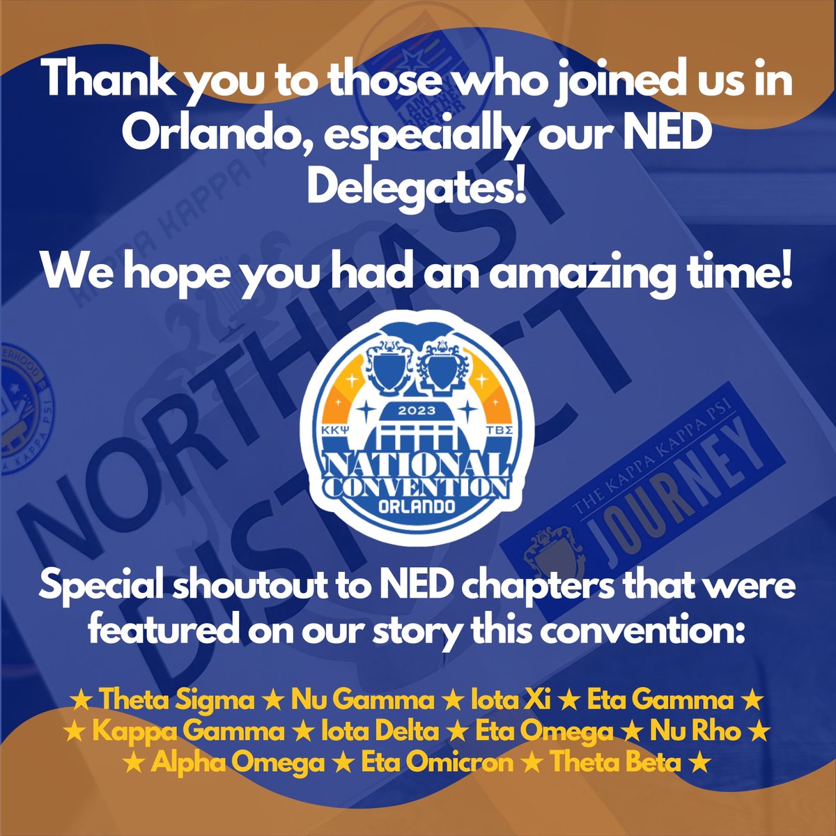KKPsiNED's tweet photo. Here's a recap of National Convention 2023! Thanks to everyone who came to Orlando and to our brothers who used the hashtag. We loved seeing how everyone made National Convention their own. Until next time Brothers!

(To see more of this post, check our Instagram or Facebook!) https://t.co/nL6z2UWVpV