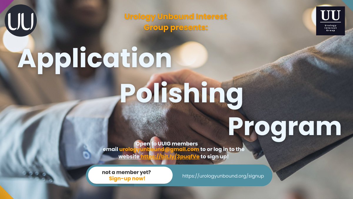 Urology Unbound (@urologyunbound) on Twitter photo Stand out in your residency applications, #UUIG members! Take part in our Application Polishing Program. Deadline is August 4. Email urologyunbound@gmail.com to sign up!or log in to sign up!bit.ly/3puqfVe <a href="/UroForEquity/">Urologists For Equity</a> <a href="/rfrankjones_uro/">R. Frank Jones Urological Society</a> #BlackinUrology #UroSoMe Stand out in your residency applications, #UUIG members! Take part in our Application Polishing Program. Deadline is August 4. Email urologyunbound@gmail.com to sign up!or log in to sign up!bit.ly/3puqfVe <a href="/UroForEquity/">Urologists For Equity</a> <a href="/rfrankjones_uro/">R. Frank Jones Urological Society</a> #BlackinUrology #UroSoMe
