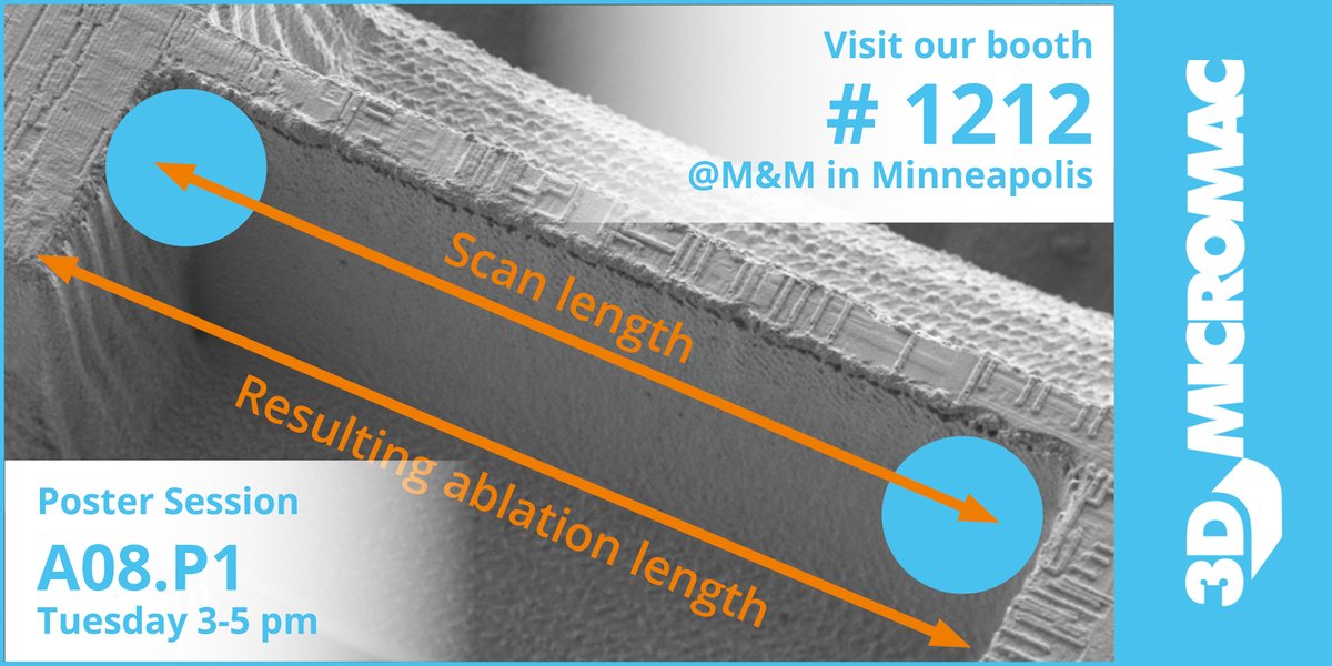 3DMicromacAG's tweet photo. Day 2 at #MM2023: Not only can you find our #microPREP™ PRO demo tool at booth #1212, but we also present our findings on the "Influence of #Laser and Scanner Regimes for Preparing Cross-Sections with Ultra-Short-Pulsed Laser" at the M&M poster session A08.P1. https://t.co/xiAxFvEDzb