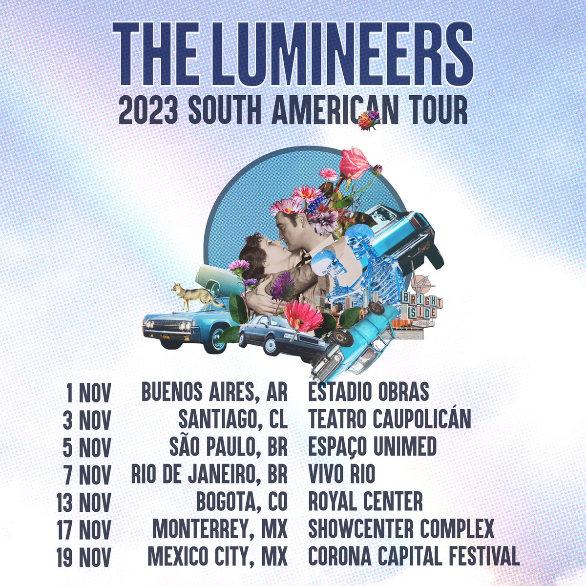 thelumineers's tweet photo. We are thrilled to announce our 2023 South American tour this November! Head to the link in our bio to register for first access to tickets. General on sale is this Friday, July 28 at 10AM local time 🌎 https://t.co/J03MttWy4e