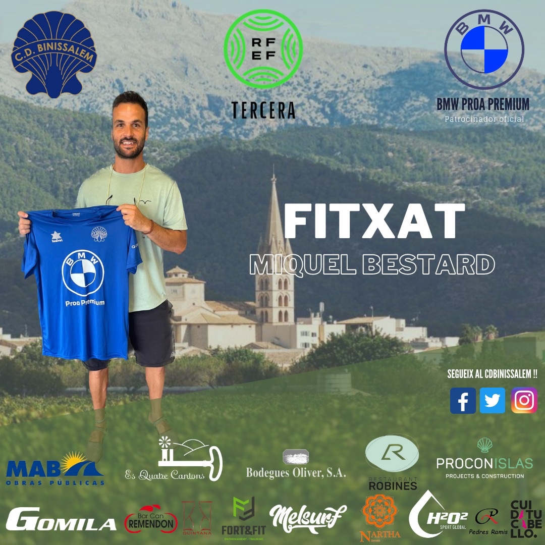 Amb la ilusió d’un debutant, arriba a Binissalem un dels centrals de referència de la categoria, Miquel Bestard, 32 anys. Jerarquia, ofici, poderós joc aeri i súper competitiu. Solvència per a la defensa dels d’en <a href="/Llellucoach/">Miquel Angel Ferrer Pol</a>. Benvingut Miquel!!! 💪💪💙💙