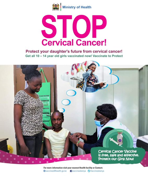 'To #StopCervicalCancer, we all have a role to play. 💉📷10-14 year-old girls should get vaccinated
@CancerProgramKE
#ActNow #STOPCervicalCancer'
~ @VaccinesKenya