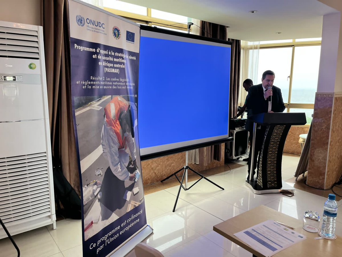 UNODC_BMB's tweet photo. Vers la validation des #POSH au 🇬🇦@UNODC_MCP a ouvert l’atelier national sur la validation des #HSOPs au Gabon visant à coordonner l’Action de l’Etat en 🌊 dans le cadre du #PASSMAR-ONUDC co-financé par l’#UE #BorderManagement https://t.co/dJWYYxggcX