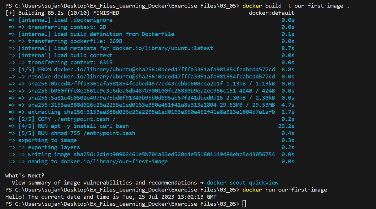 SButang's tweet photo. Day 55 of #60DaysOfLearningWithLeapfrog
Continuing learning docker, today I learn the usage of docker file keywords like FROM, LABEL, USER, COPY, RUN &amp; ENTRYPOINT. Also learnt usage of docker build and docker run command.
#LearningWithLeapfrog
#LSPPD55 https://t.co/USQrgW2JLj