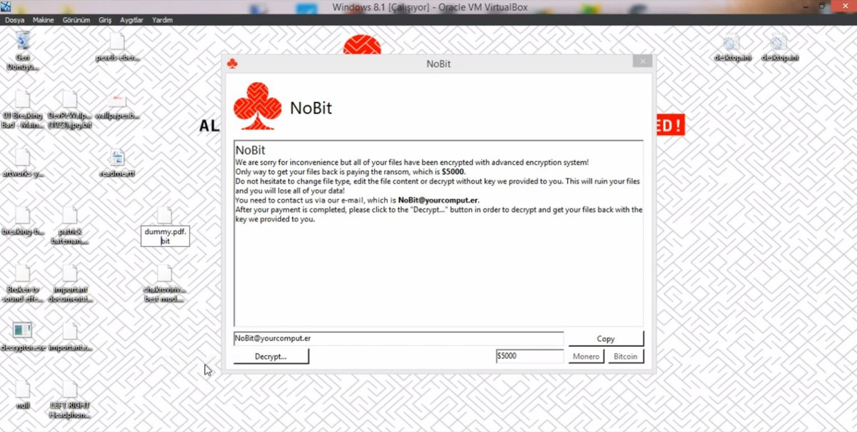 FalconFeedsio's tweet image. A threat actor is claiming to promote NoBit, a ransomware as a service (RAAS). The ransomware builder features enable attackers to encrypt virtually any file, including sensitive data stored in directories like the recycle bin and AppData. The ransomware employs fast AES and SHA