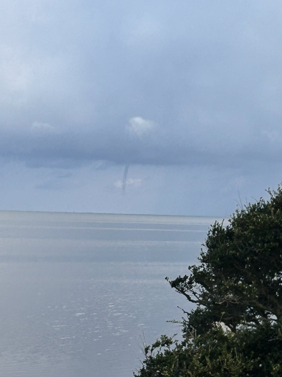 Waterspout this morning off Frisco NC over pamlico sound. #obx #WeatherAdvisory #waterspout