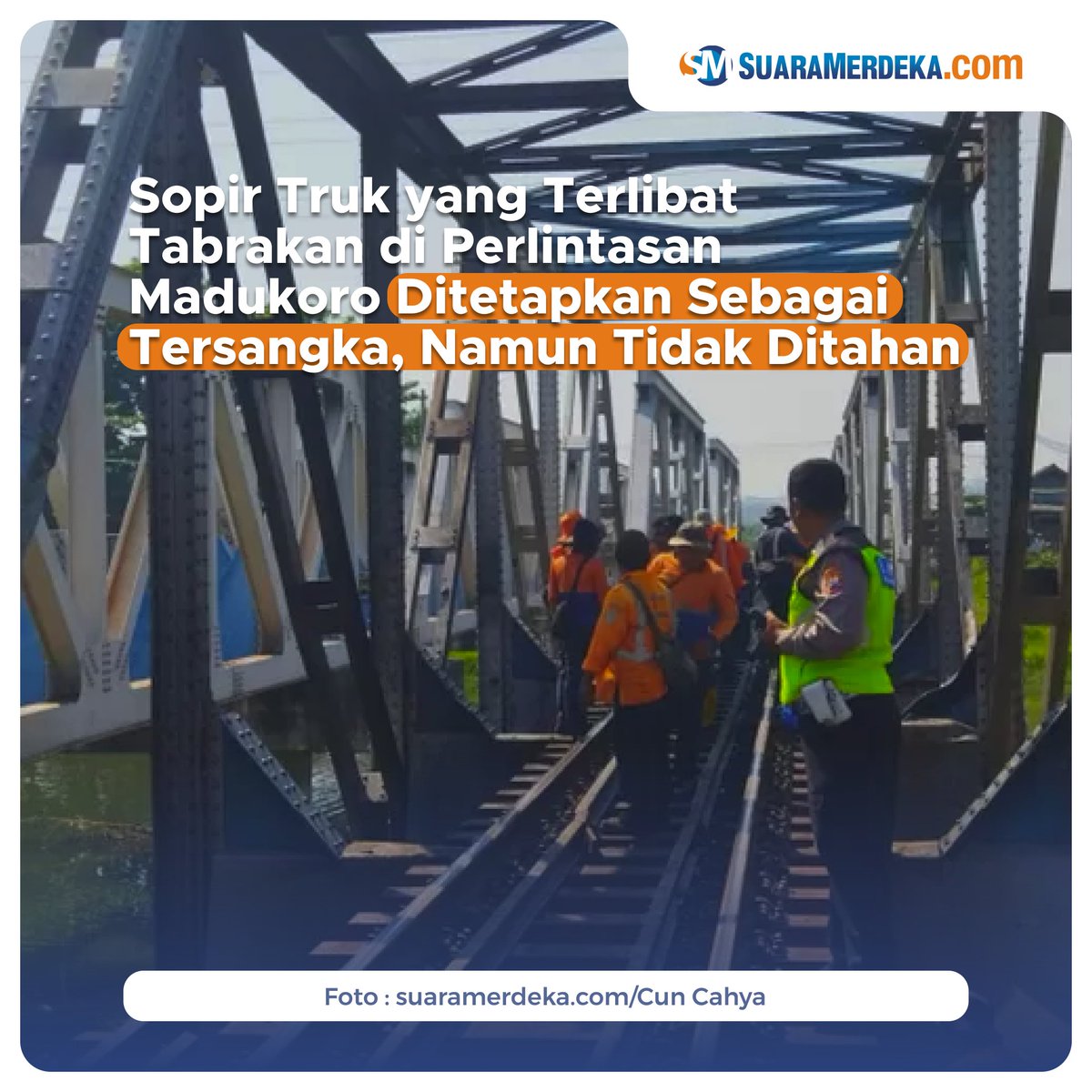 suaramerdeka's tweet photo. Sopir truk tronton berinisial AS yang menyebabkan tabrakan dengan Kereta Api Brantas ditetapkan sebagai tersangka.
https://t.co/cr1dVRP5A2
#suaramerdeka #suaramerdekacom #sopirtruk #madukoro #semarang #perlintasankeretaapi #tersangka #tabrakan #keretaapi #perlintasanmadukoro https://t.co/u8TLCAaED4