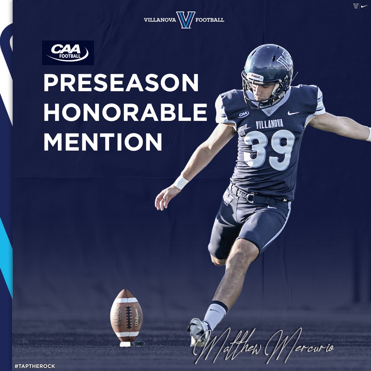 Congratulations to Jalen Goodman &amp; Matt Mercurio who were named <a href="/CAAFootball/">CAA Football</a> Preseason Honorable Mentions! 👏✌️

#TapTheRock #GoNova