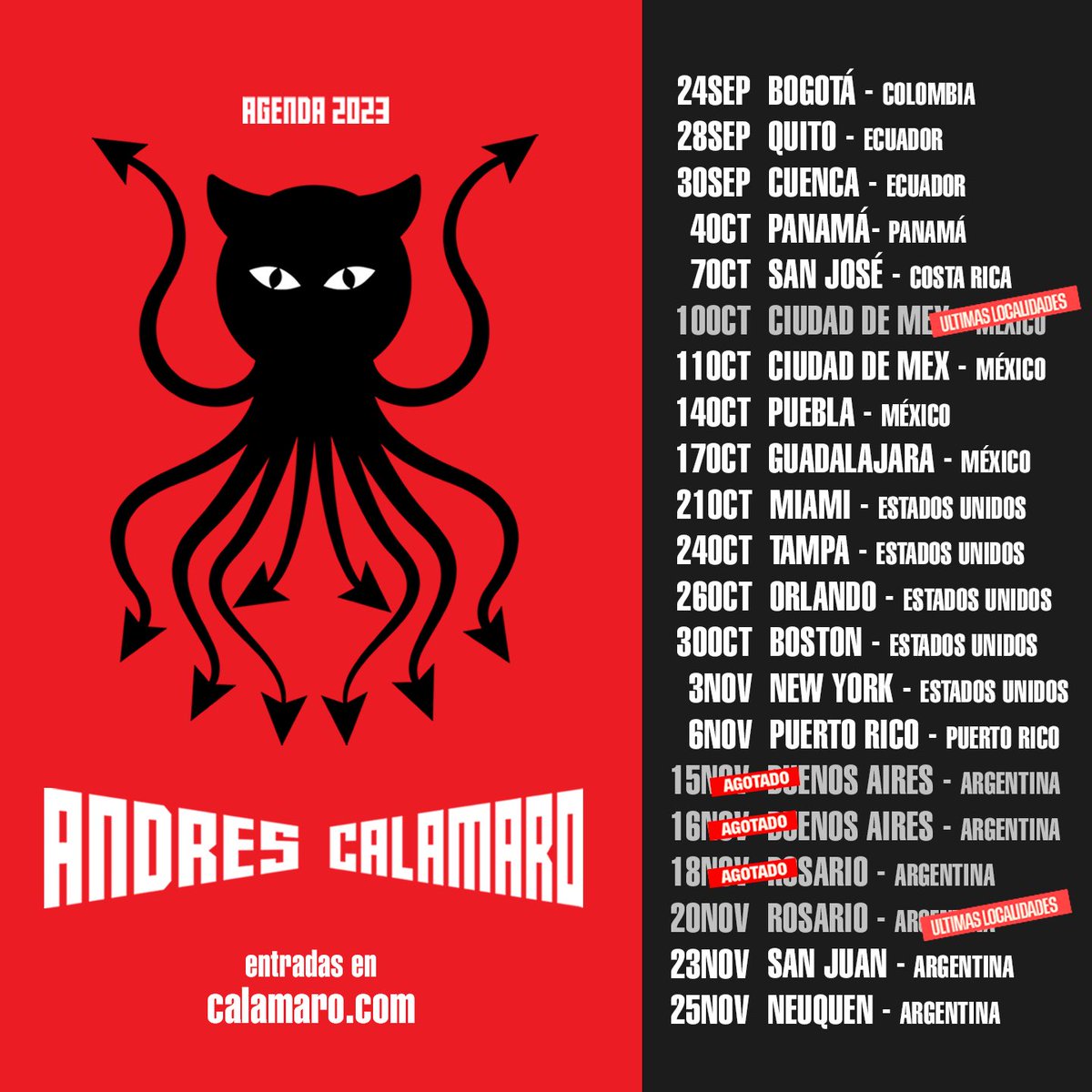 Gira America #Agenda2023 + info en calamaro.com/conciertos