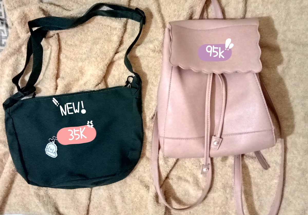 Wts want to sell wtb want to buy

- sling bag mismi hijau new (35k)
- ransel original miniso pink (95k)
- ambil dua 110k aja

Bisa lewat oren dan tokoku udah gratis ongkir ya
Bisa live juga biar kepotong voucher
#zonauang

t. Sling bag tas ransel selempang
