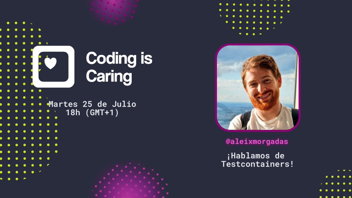 codingiscaring's tweet image. Hello hello!! esta tarde no se olviden de pasarse por nuestro directo 👀
Estaremos charlando con @aleixmorgadas y comentando cosillas de @testcontainers, pero sobre todo pasando una tarde de risas como cada martes 😉
Nos vemos a las 18h 🇮🇨!!