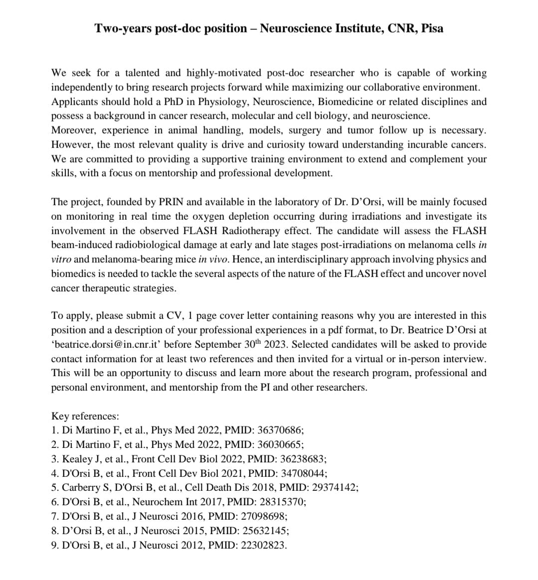 BeatriceDOrsi's tweet photo. Two-years post doctoral position available in my Lab. Please apply if interested. https://t.co/xpzMVcD09T