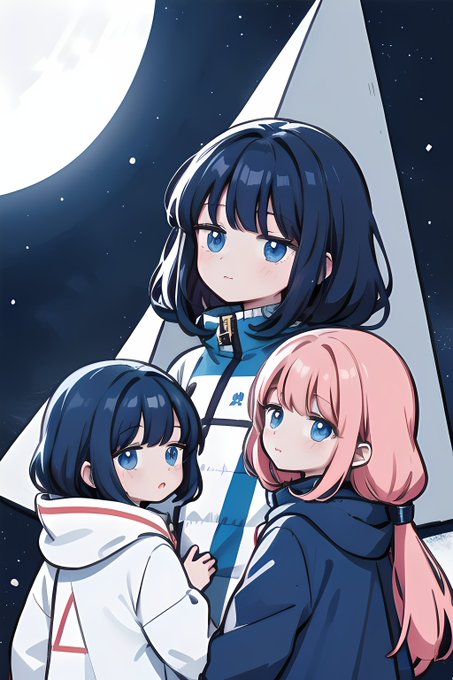 「blue hair night sky」 illustration images(Latest)｜5pages