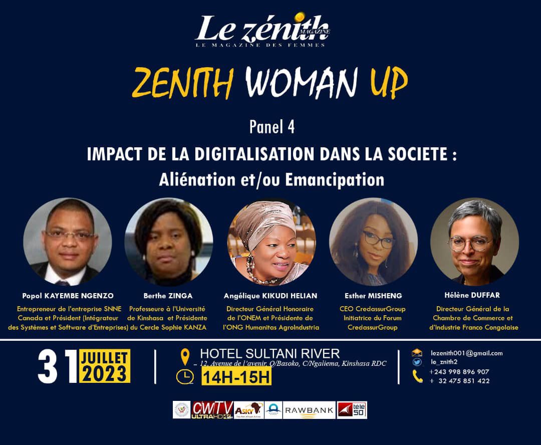 le_znith2's tweet photo. ⏳ #31juillet #SUltaniRiver 
A l'occasion de la Journée internationale de la femme africaine en date du 31 juillet 2023, Le zénith Magazine vous invite à la conférence sur le leadership dénommé « #ZÉNITH_WOMAN_UP »
@ASKY_airlines @Rawbank_sa #Congoweb @TinaSalama2 https://t.co/p8Dqkv47Ls