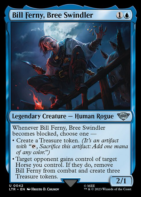 Today’s #MTGxLotR Trivia: A near-constant thorn in the side of the Fellowship once they arrived in Bree, Bill Ferny was a minor agent of Saruman during the War of the Ring. There’s a small implication that he was responsible for The Nazúl knowing that the Hobbits were in Bree.