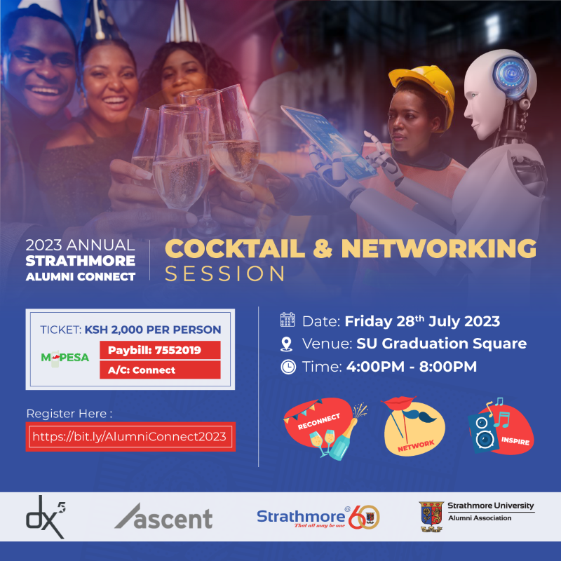 StrathU's tweet photo. 🥂 Raise a toast to 60 years of Strathmore, lifelong relationships and to growth at the Annual Strathmore Alumni Connect 2023 Cocktail &amp; Networking Session! 🎓✨