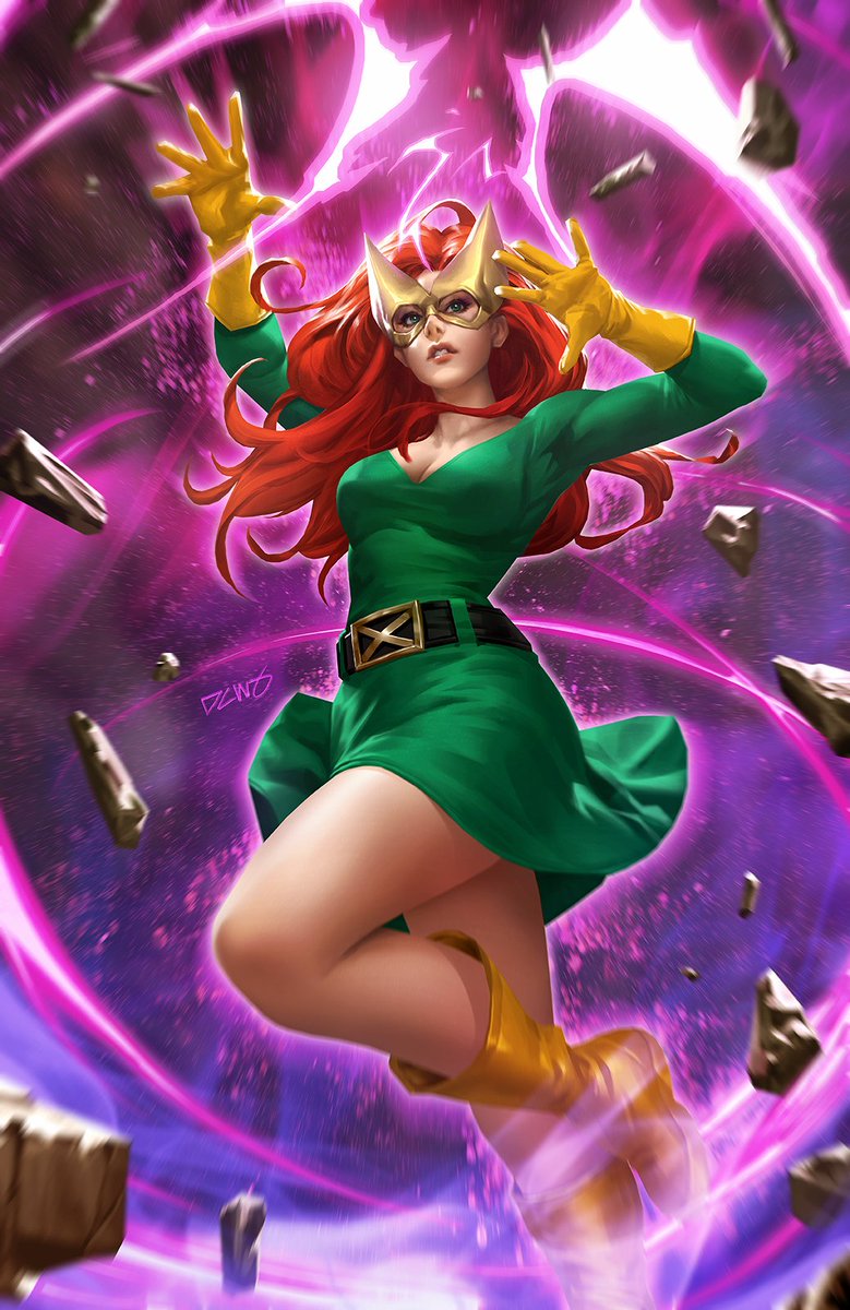 My upcoming variant cover for Marvel comics Jean Grey issue 1 releasing on August 23. First time for me drawing this costume for #jeangrey its a fun cover to paint! =) #marvel #xmen